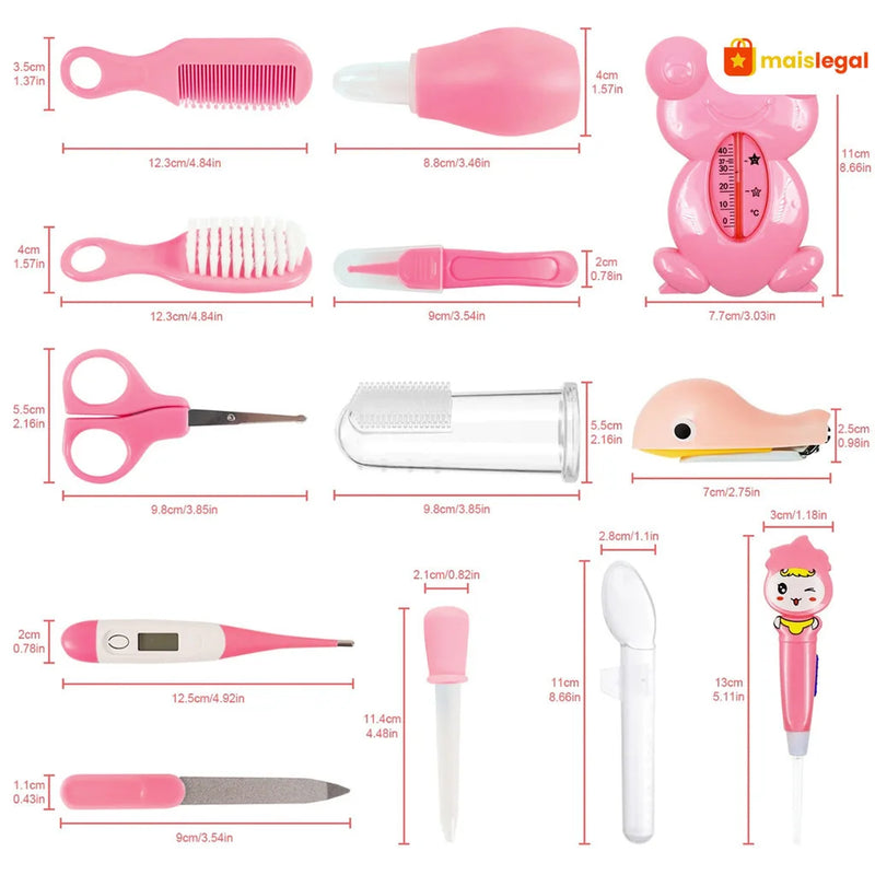 Kit de cuidados essenciais para higiene do bebê - 13 peças