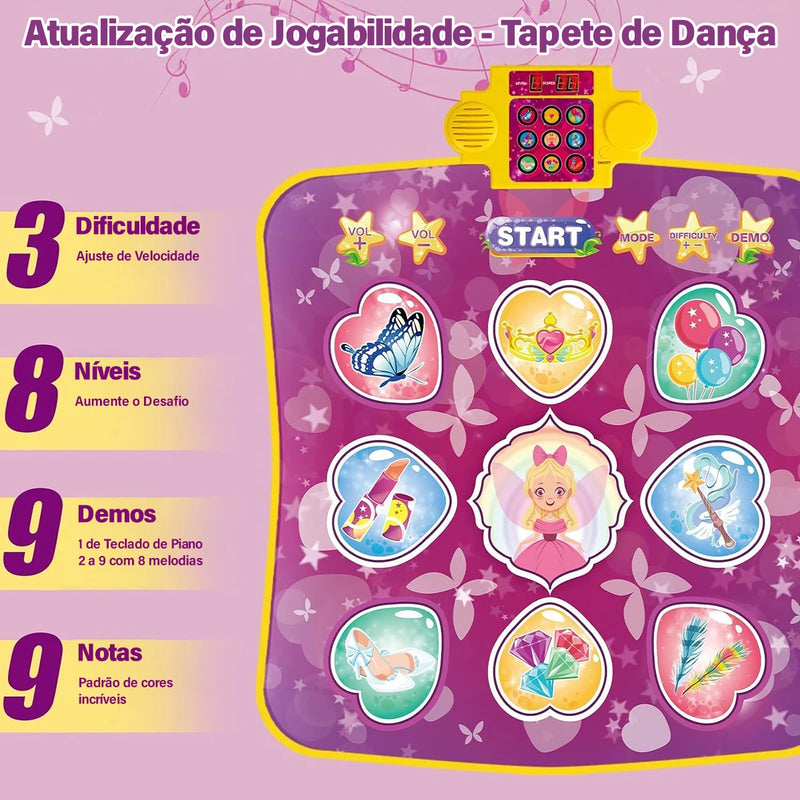 Tapete de dança com música e 3 modos de jogo