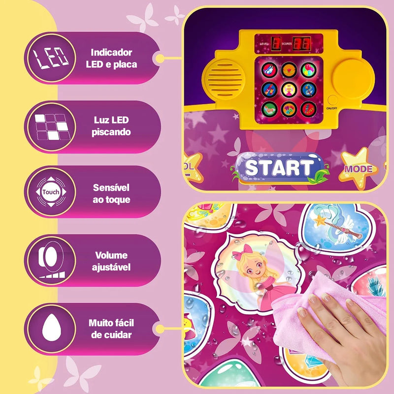 Tapete de dança com música e 3 modos de jogo